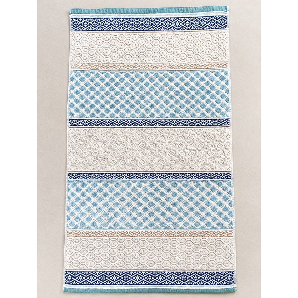 4- Threshold Aqua Blue Floral Geometric Jacquard Cotton Bath Towel 27x52 New